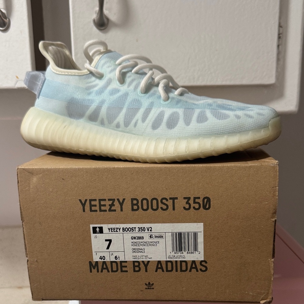 Adidas Yeezy Boost 350 V2 Kids Sneakers - Light Blue and Cream